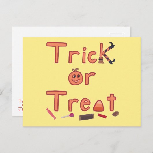 Trick oder Treat Hexenleder Candy Halloween Design Postkarte (Vorne/Hinten)