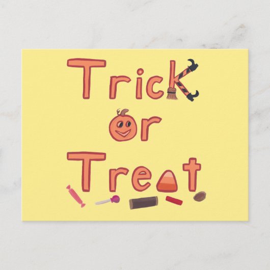 Trick oder Treat Hexenleder Candy Halloween Design Postkarte (Vorderseite)
