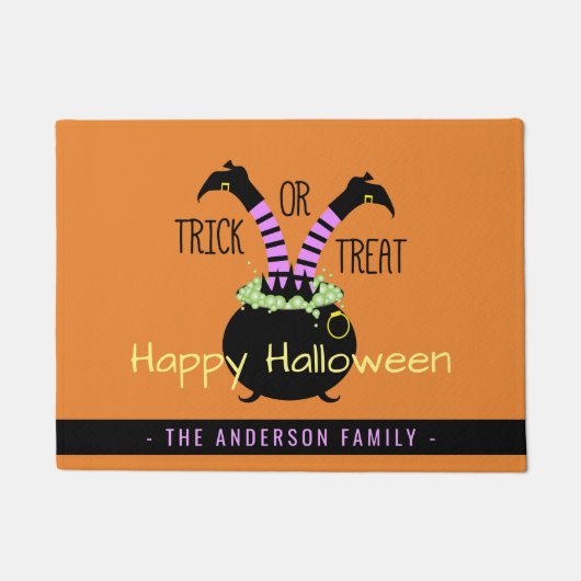 Trick oder Treat Hexenleder in Pot Happy Halloween Fußmatte (Vorderseite)