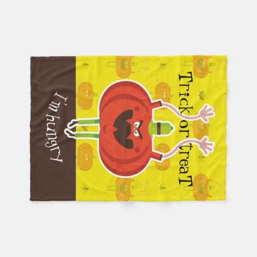 Trick oder treat ich habe Hunger Fleecedecke (Vorderseite (Horizontal))