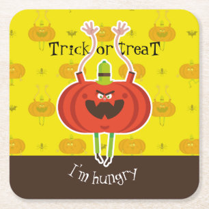 Trick oder treat ich habe Hunger Rechteckiger Pappuntersetzer