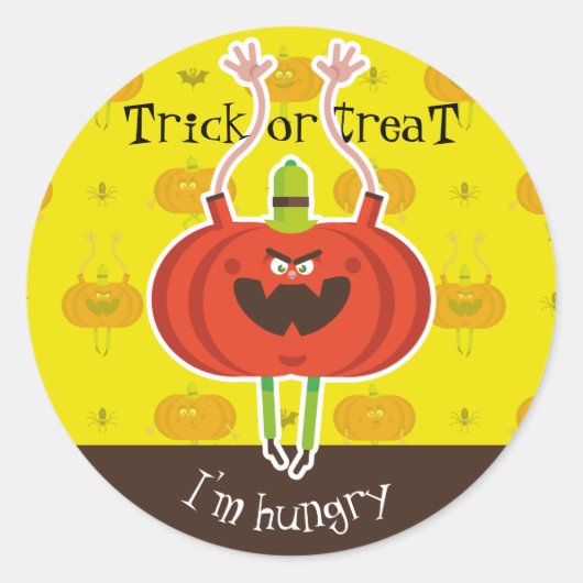 Trick oder treat ich habe Hunger Runder Aufkleber (Vorderseite)