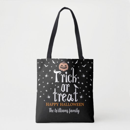 Trick oder Treat Individuelle Name Halloween Süßig Tasche (Vorderseite)