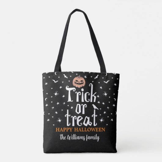 Trick oder Treat Individuelle Name Halloween Süßig Tasche (Rückseite)