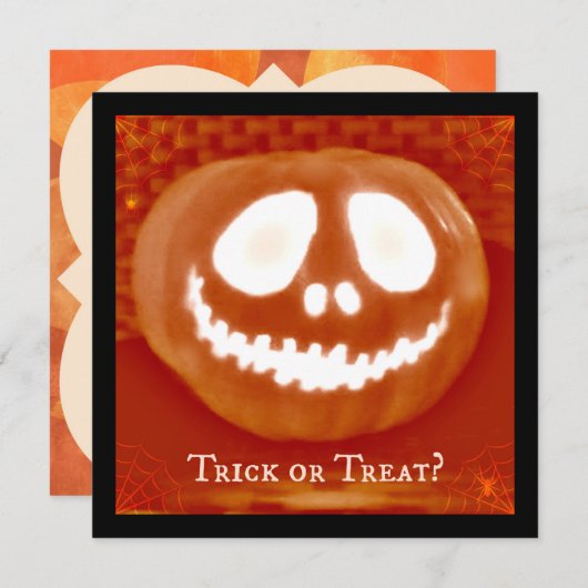 Trick oder Treat Jack-O' Lantern Halloween-Einladu Einladung (Vorne/Hinten)