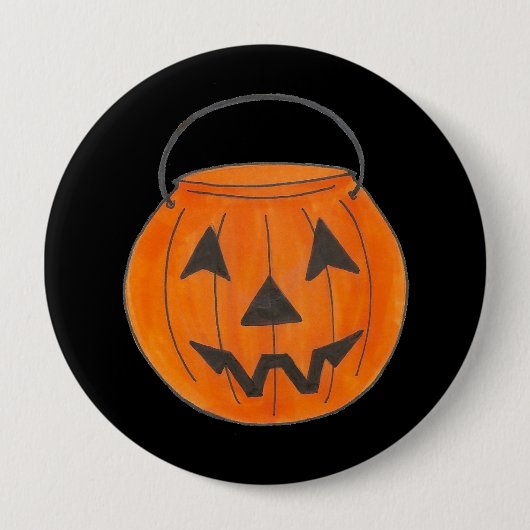 Trick oder Treat Jack o' Lantern Halloween Pumpkin Button (Vorderseite)