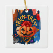 Trick oder Treat - Jack-o'-Lantern mit Rote Rose ( Keramikornament (Vorderseite)