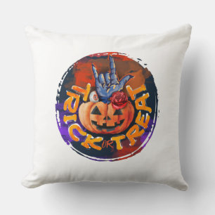 Trick oder Treat - Jack-o'-Lantern mit Rote Rose ( Kissen