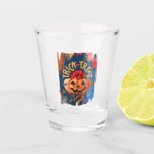 Trick oder Treat - Jack-o'-Lantern mit Rote Rose ( Schnapsglas