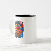 Trick oder Treat - Jack-o'-Lantern mit Rote Rose ( Zweifarbige Tasse (Vorderseite Links)