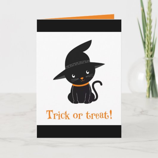 Trick oder Treat Kitty Faltkarte Karte (Vorderseite)