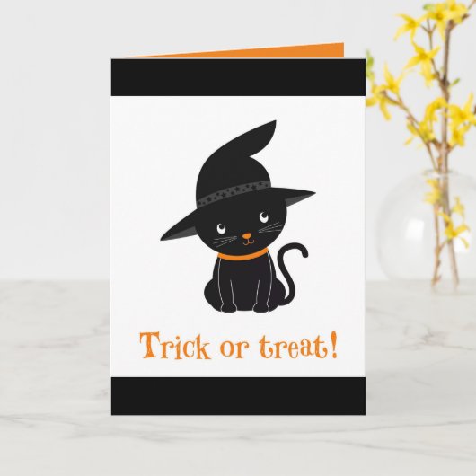 Trick oder Treat Kitty Faltkarte Karte (Gelbe Blume)