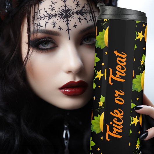 Trick oder Treat Kürbislaterne Halloween Pumpkin Thermosbecher