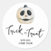 Trick oder Treat Label, Spooky Pumpkin Halloween Runder Aufkleber (Vorderseite)