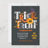 Trick oder Treat Lettering Halloween Einladung (Vorderseite)