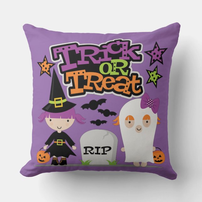 Trick oder Treat Little Hexe und Geist Kissen (Vorderseite)