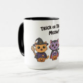 Trick oder Treat Meow Halloween Katzen Tasse (Vorderseite Links)
