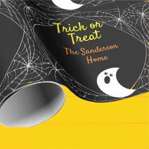 Trick oder Treat Minimalistisch Ghost Halloween Fa Geschenkpapier
