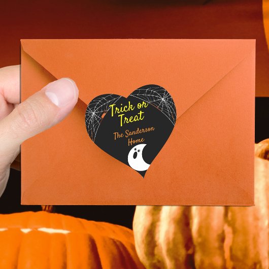 Trick oder Treat Minimalistisch Ghost Halloween Fa Herz-Aufkleber