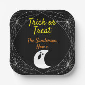 Trick oder Treat Minimalistisch Ghost Halloween Fa Pappteller (Vorderseite)