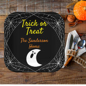 Trick oder Treat Minimalistisch Ghost Halloween Fa Pappteller