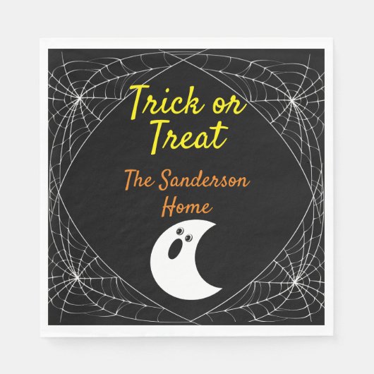 Trick oder Treat Minimalistisch Ghost Halloween Fa Serviette (Vorderseite)