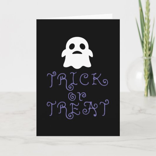 Trick oder Treat mit einem Niedlichen Geist - Hall Karte (Vorderseite)