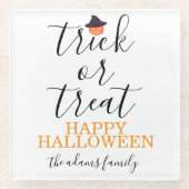 Trick oder Treat Moderne Drehskripte Halloween Glasuntersetzer (Vorderseite)