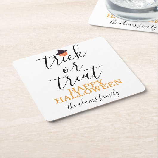Trick oder Treat Moderne Drehskripte Halloween Rechteckiger Pappuntersetzer (angewinkelt)