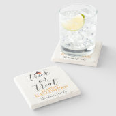 Trick oder Treat Moderne Drehskripte Halloween Steinuntersetzer (Seitenansicht)