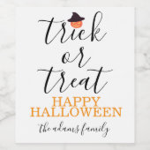 Trick oder Treat Moderne Drehskripte Halloween Weinetikett (Einzelnes Label)