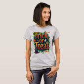 Trick oder Treat Moderne Skripte Womens Halloween T-Shirt (Vorne ganz)