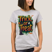 Trick oder Treat Moderne Skripte Womens Halloween T-Shirt (Vorderseite)