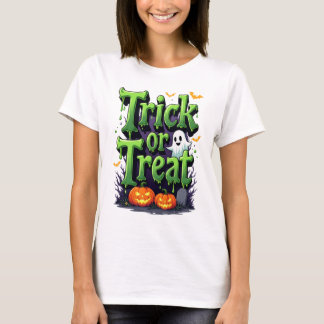 Trick oder Treat Moderne Skripte Womens Halloween T-Shirt