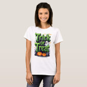 Trick oder Treat Moderne Skripte Womens Halloween T-Shirt (Vorne ganz)