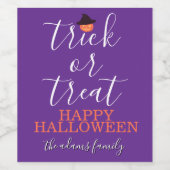 Trick oder Treat Modernes Drehbuch Halloween Weinl Weinetikett (Einzelnes Label)