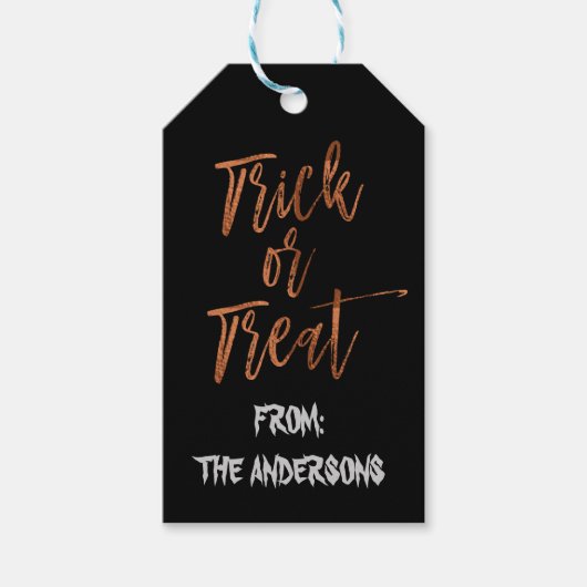 Trick oder Treat Modernes Halloween-Geschenketiket Geschenkanhänger (Vorderseite)