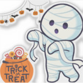 Trick oder Treat Mummy Halloween Candy Fun Kids Aufkleber (Vorderseite)