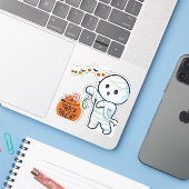 Trick oder Treat Mummy Halloween Candy Fun Kids Aufkleber (Laptop mit iPhone)