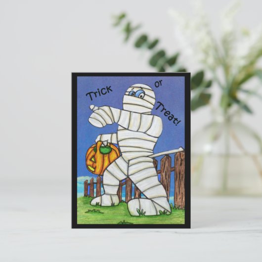 Trick oder Treat Mummy Postcard Postkarte (Stehend Vorderseite)