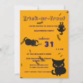 Trick oder Treat | Niedlich Black Cat Halloween Einladung (Vorderseite)