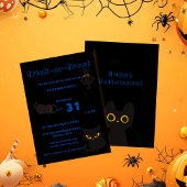 Trick oder Treat | Niedlich Black Cat Halloween Einladung