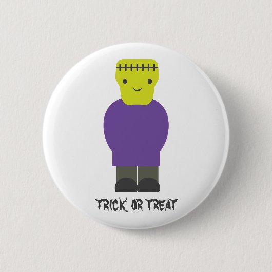 Trick oder Treat - Niedlich Frankenstein Button (Vorderseite)