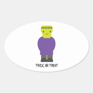 Trick oder Treat - Niedlich Frankenstein Ovaler Aufkleber