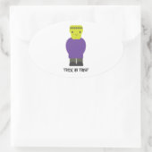 Trick oder Treat - Niedlich Frankenstein Ovaler Aufkleber (Tasche)