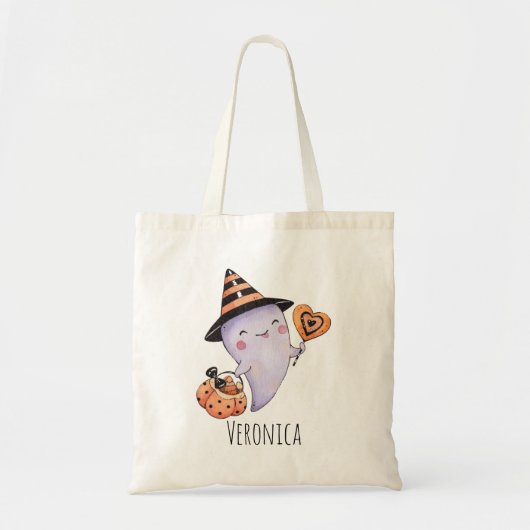 Trick oder Treat Niedlich Ghost Halloween Tragetasche (Vorne)