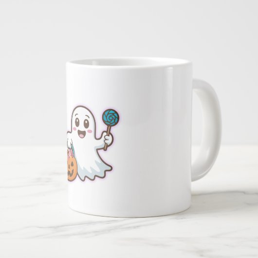 Trick oder Treat Niedlich Ghost Jumbo-Tasse (Vorderseite Rechts)