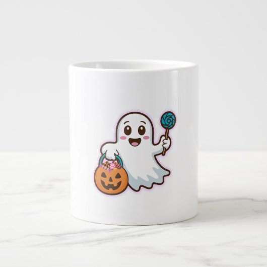 Trick oder Treat Niedlich Ghost Jumbo-Tasse (Vorderseite)