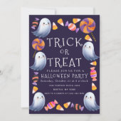 Trick oder Treat Niedlich Ghosts Candy Halloween-P Einladung (Vorderseite)