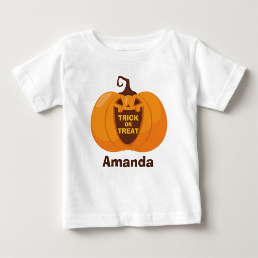 Trick oder Treat Niedlich Halloween Funny Orange P Baby T-shirt (Vorderseite)